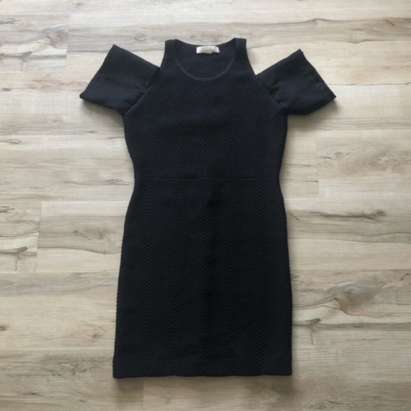 Michael Kors Black Bodycon Mini Dress Cold Shoulder - Picture 1 of 8